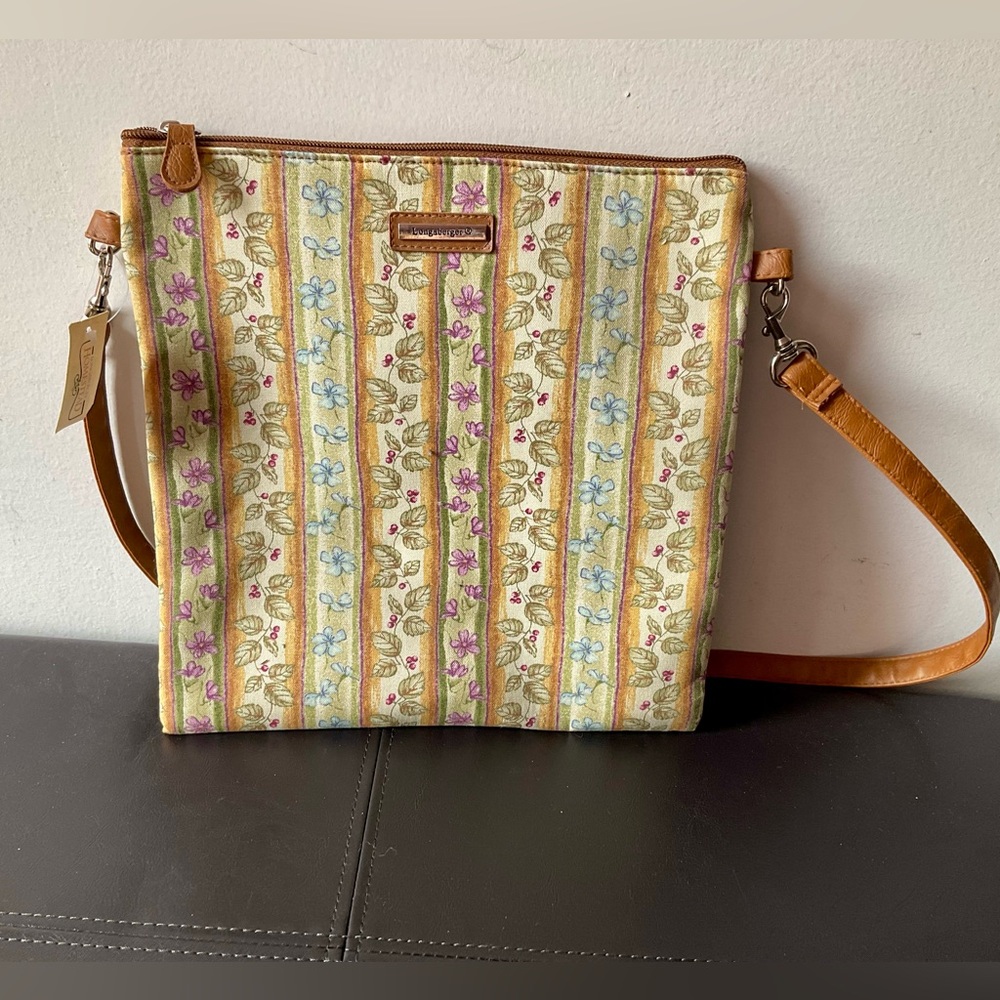 Longaberger floral canvas messenger bag - NWT
